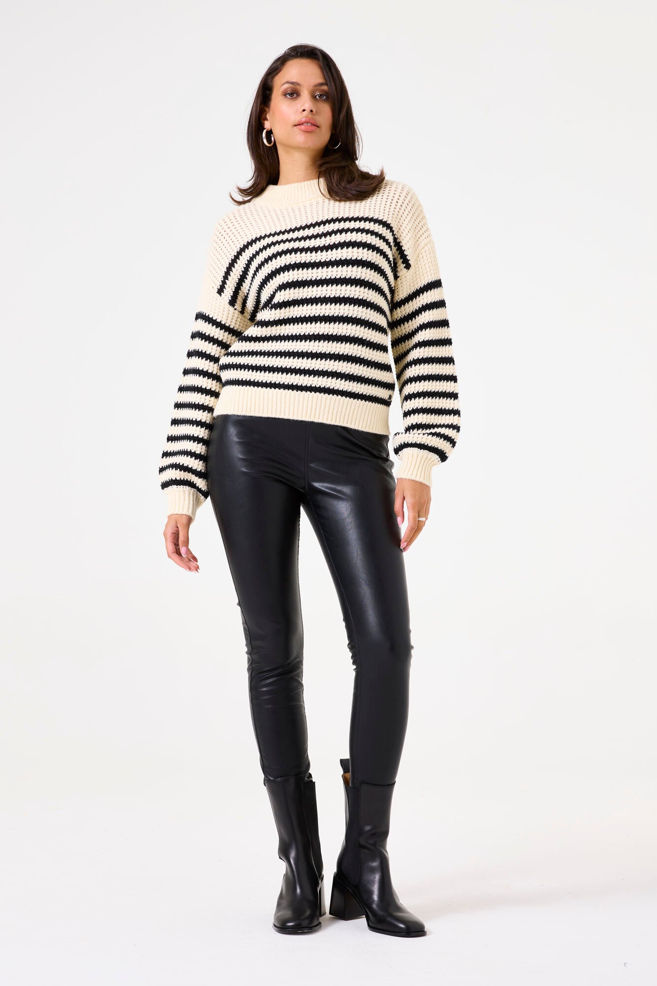 Garcia - Open Knit Striped Sweater - Whitecap