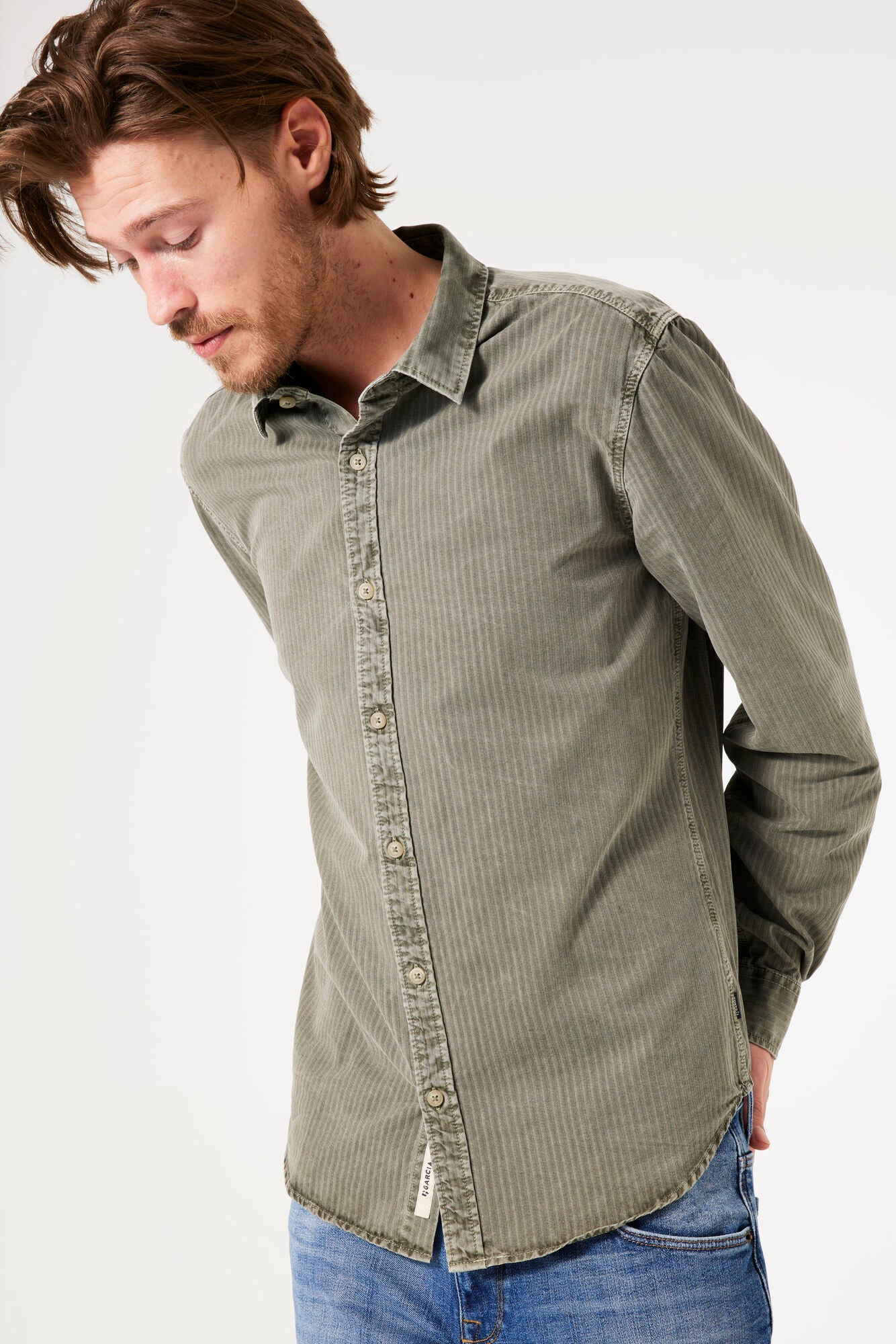 Garcia - Vertical Rib LS Shirt - Sage Green