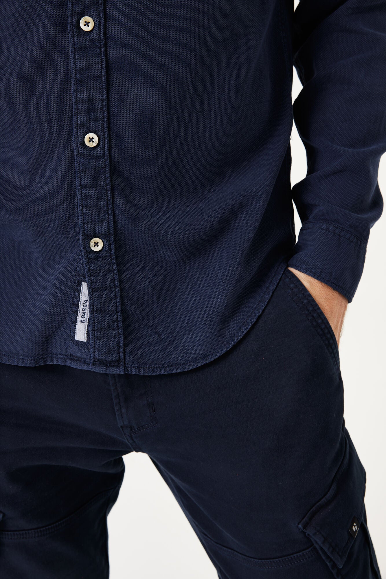 Garcia - Dobby Weave LS Shirt - Dark Moon