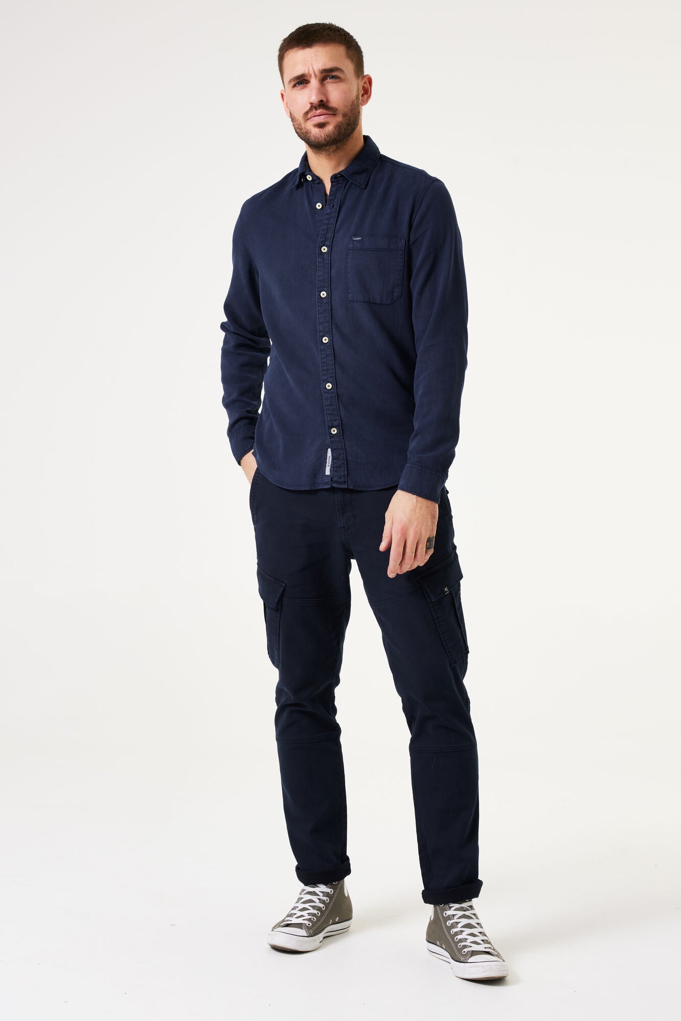 Garcia - Dobby Weave LS Shirt - Dark Moon