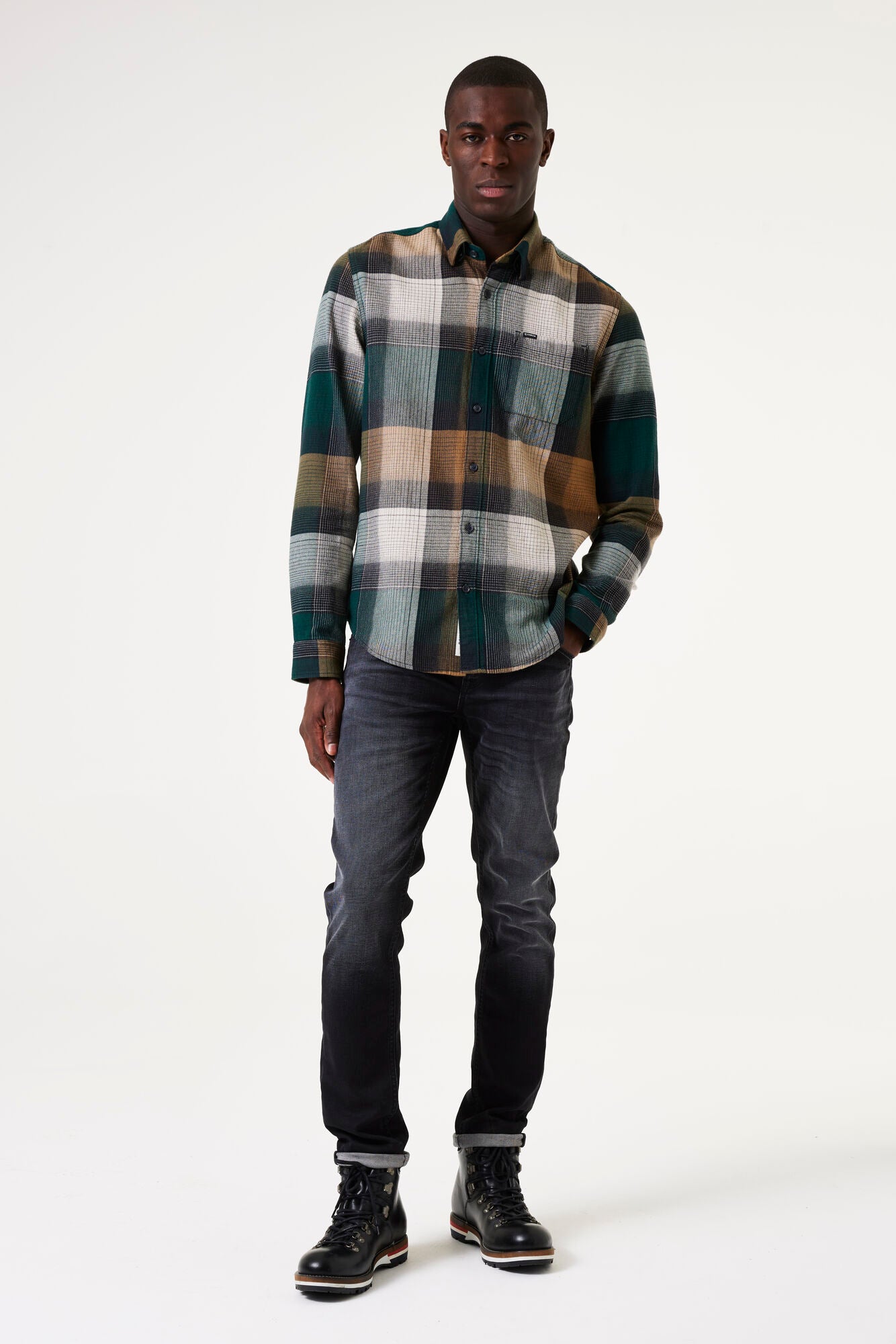 Garcia - Checked LS Shirt - Highland Green