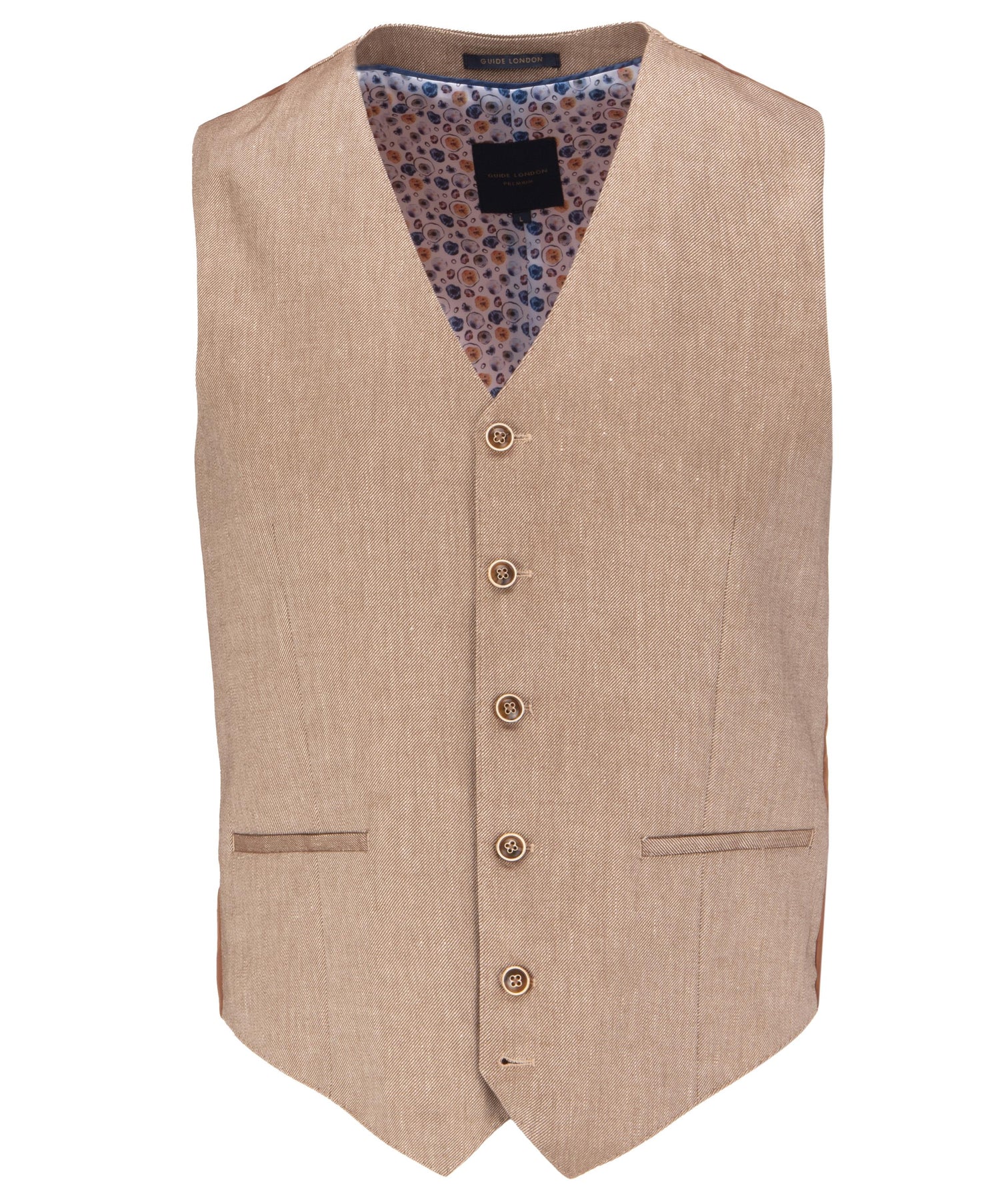 Guide London - Twill Linen Cotton Blend Waistcoat - Tan