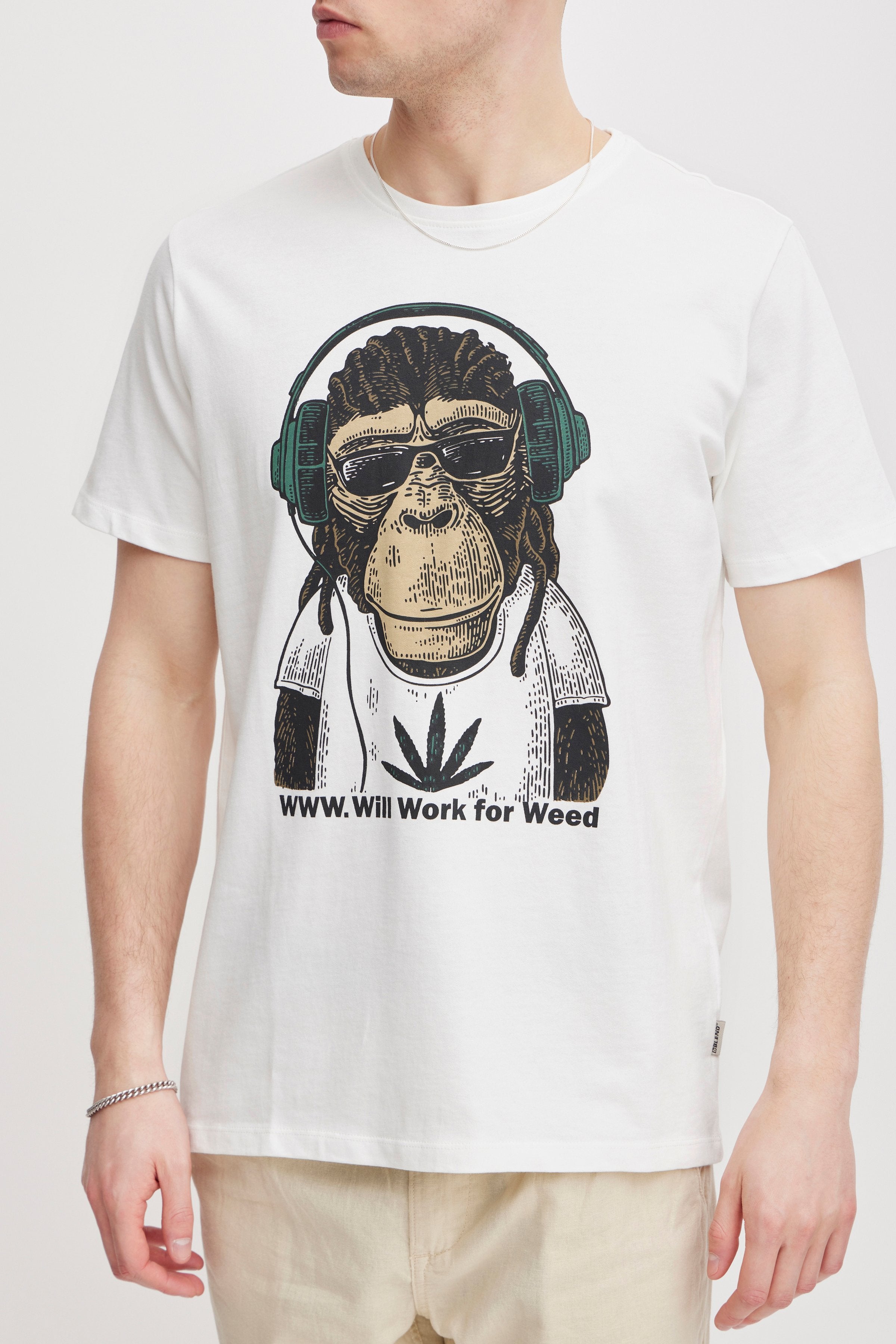 Blend - WWW Print Tee - White Monkey