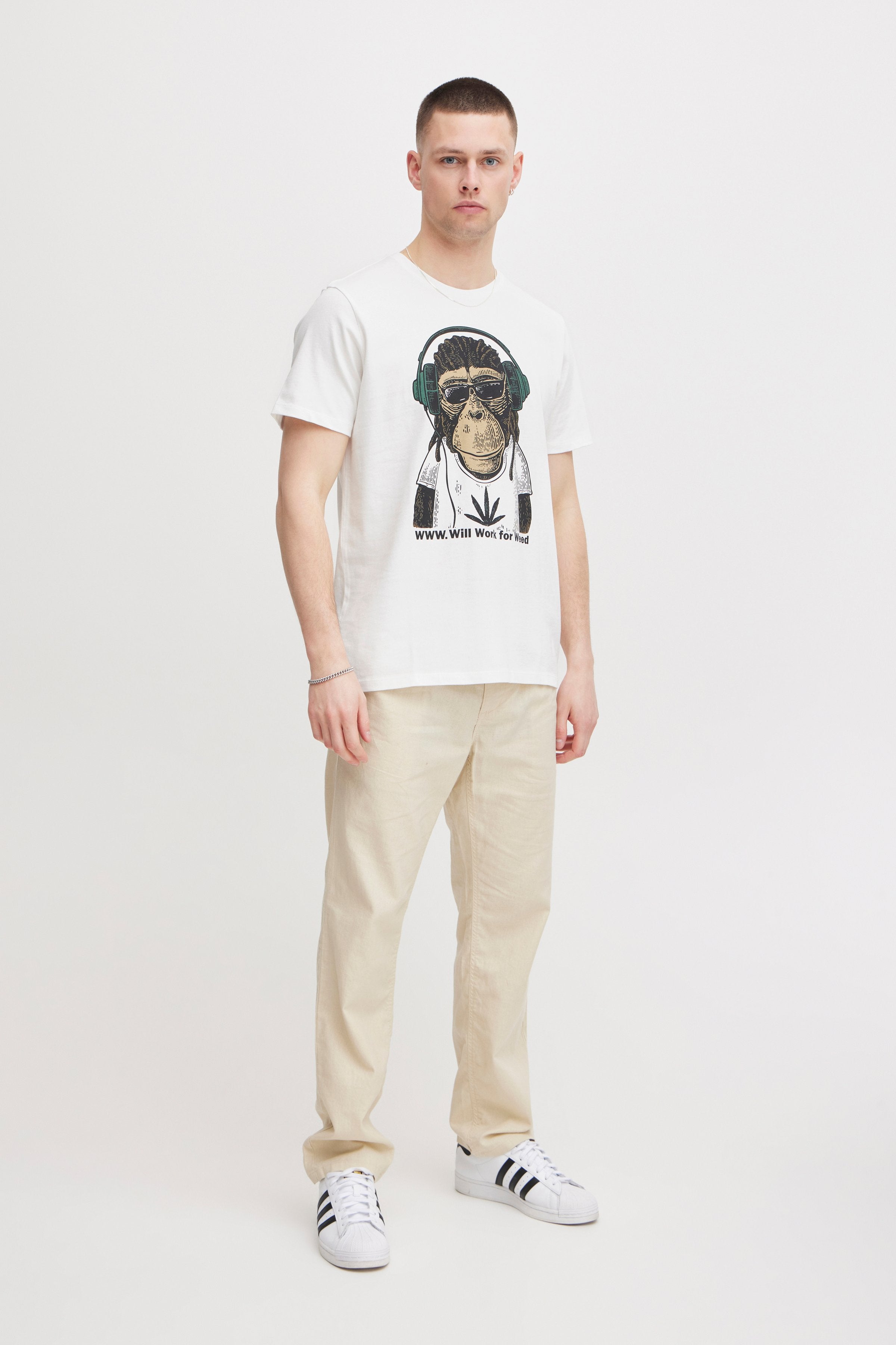 Blend - WWW Print Tee - White Monkey