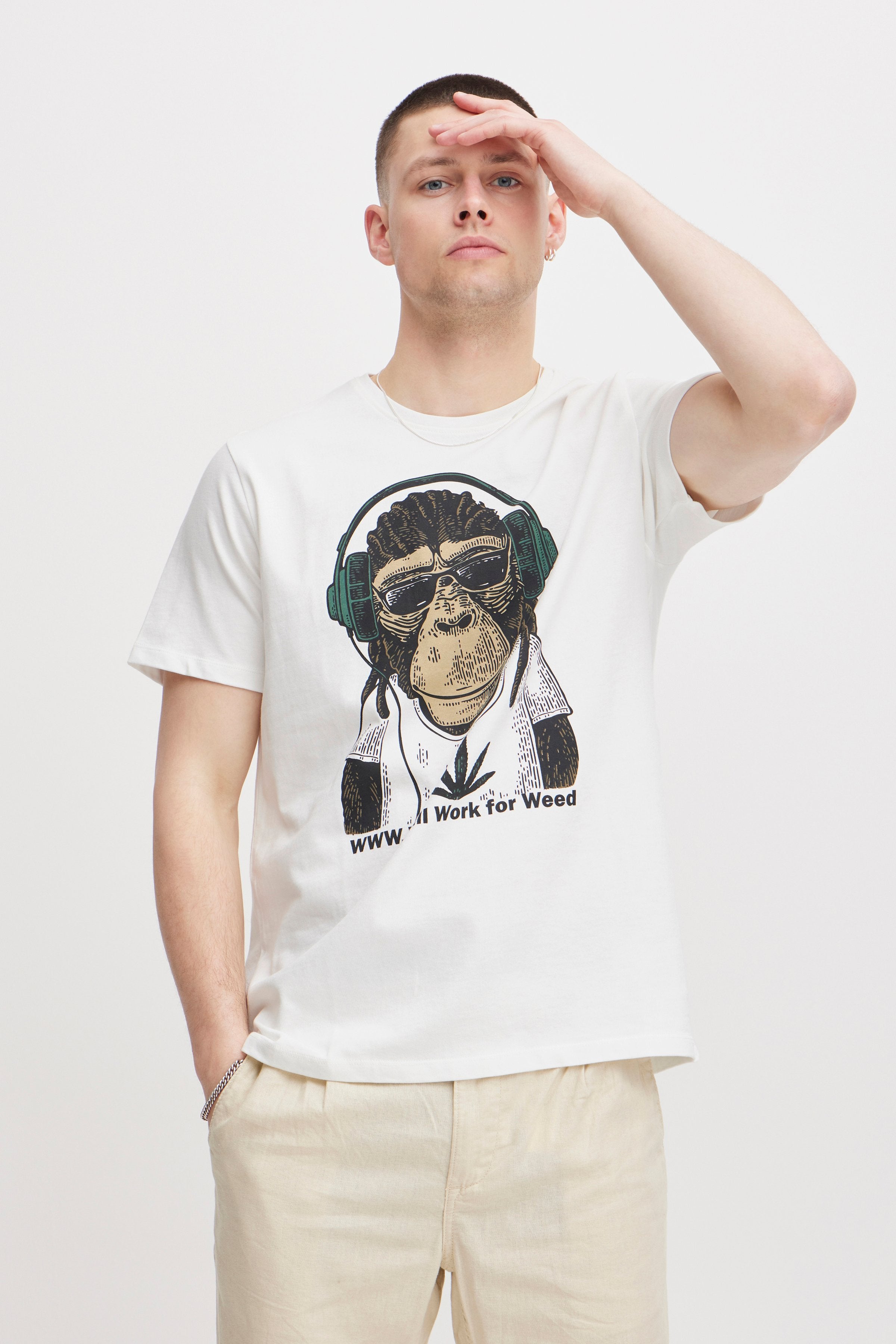 Blend - WWW Print Tee - White Monkey