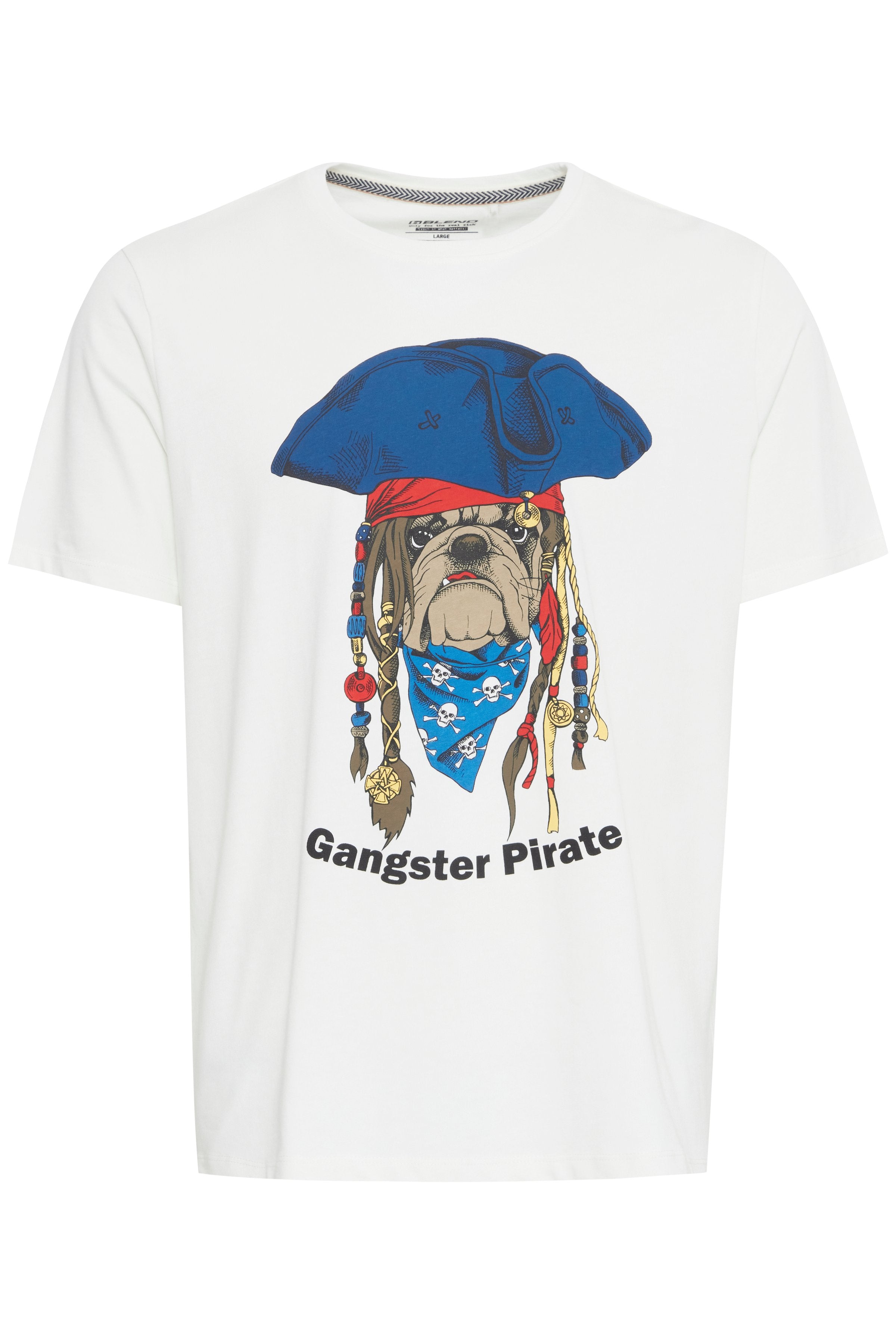 Blend - Gangster Pirate Print Tee - White Pirate Dog