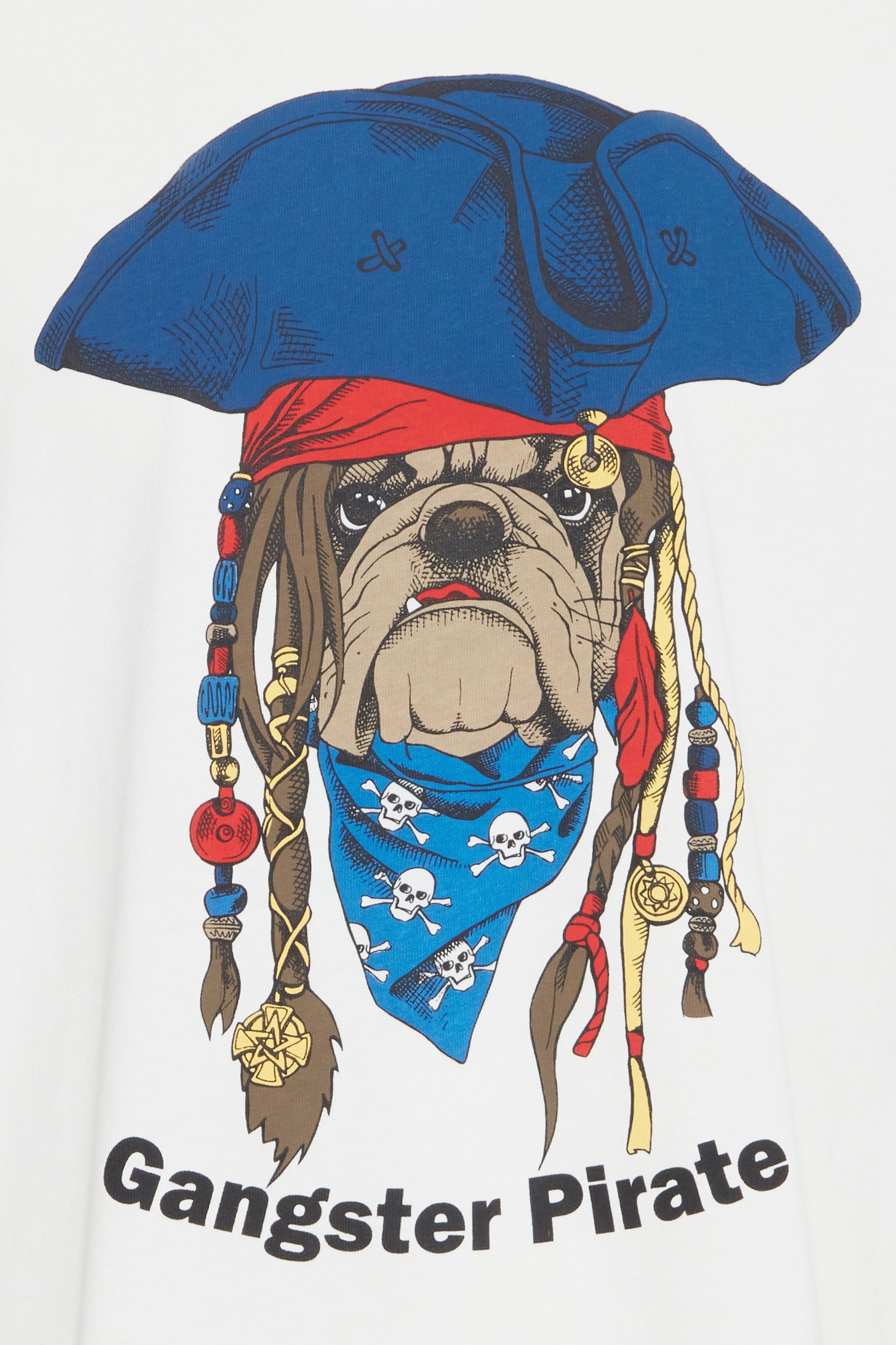 Blend - Gangster Pirate Print Tee - White Pirate Dog