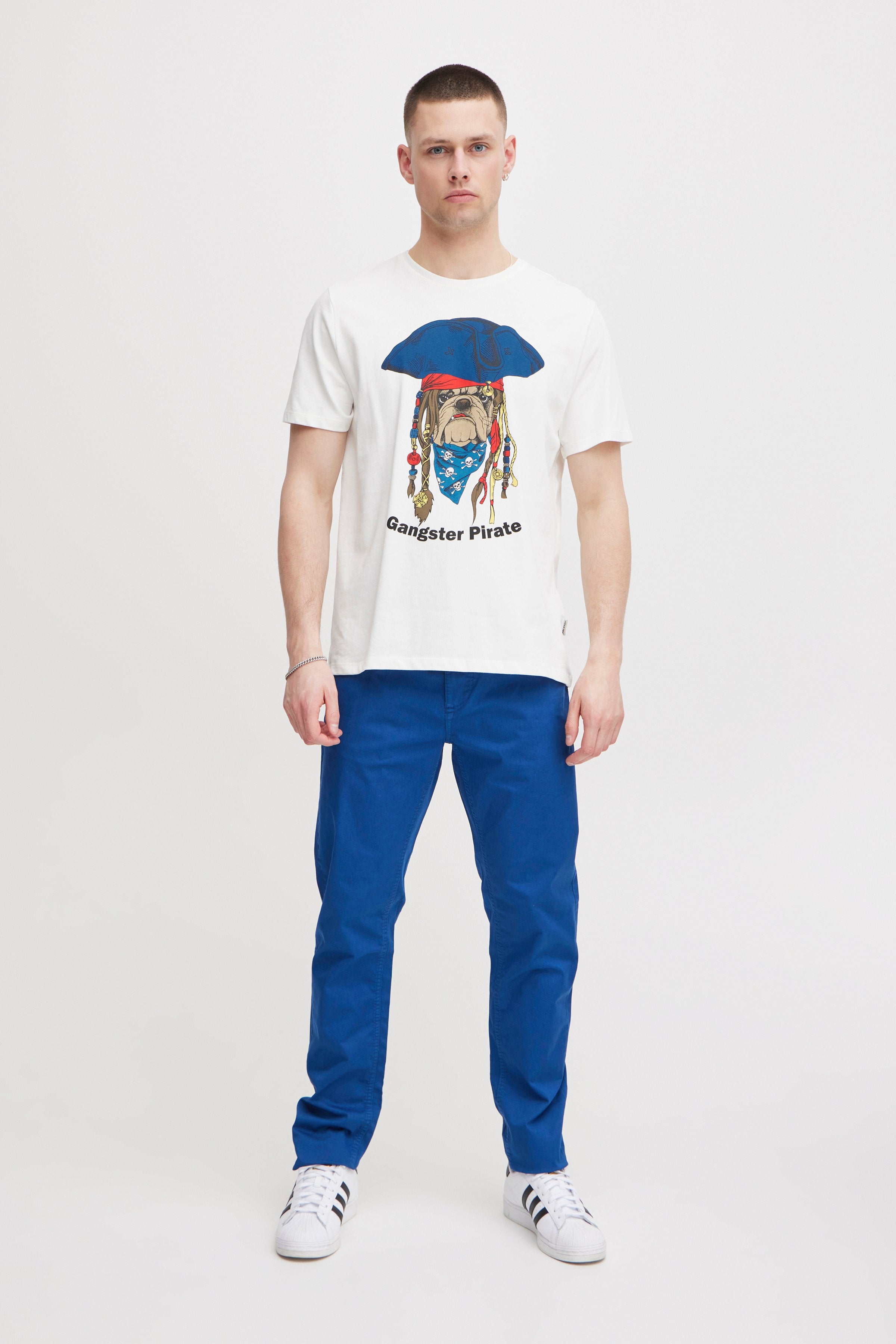 Blend - Gangster Pirate Print Tee - White Pirate Dog