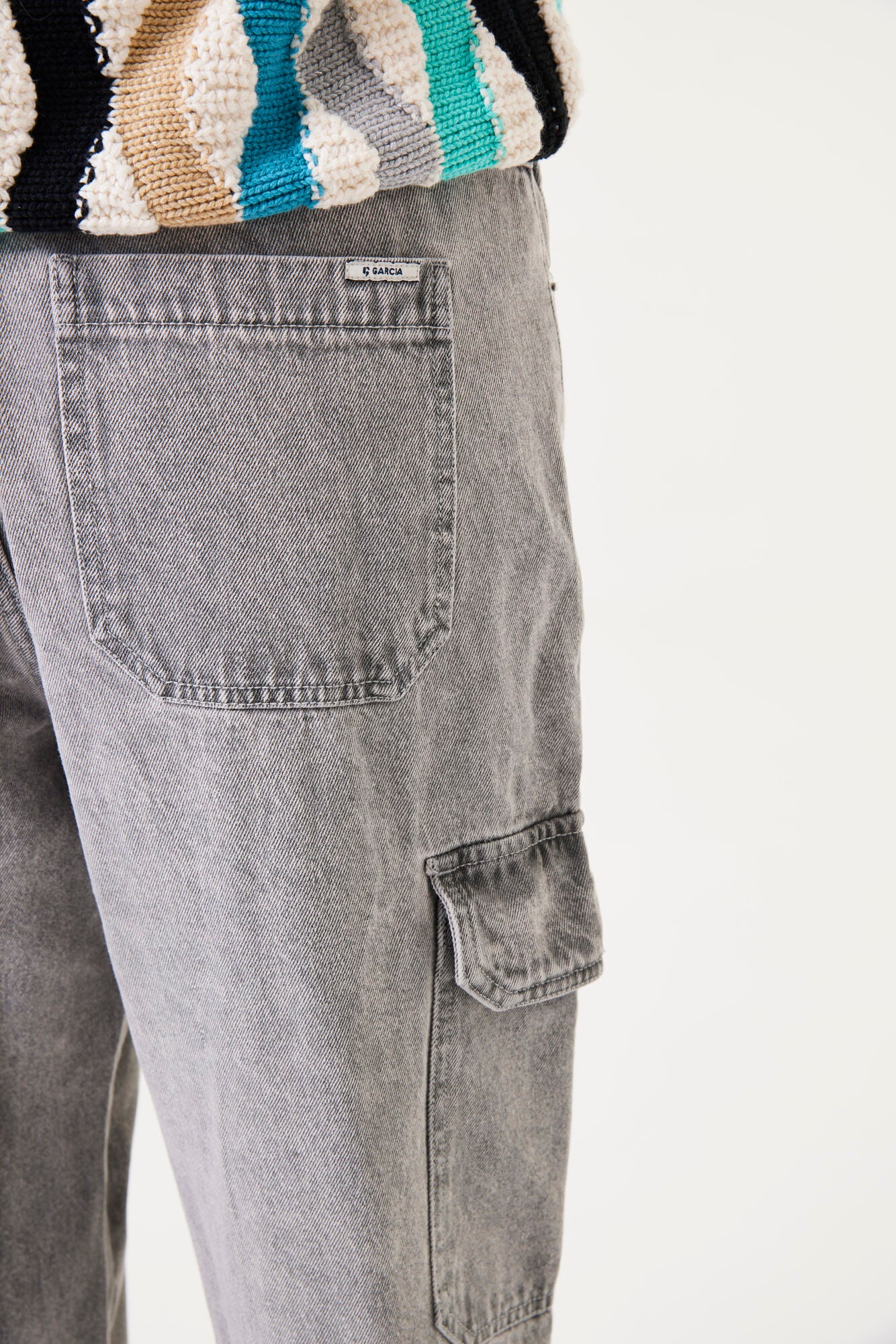 Garcia - Cargo Pocket Wide Jean - Light Used Gray