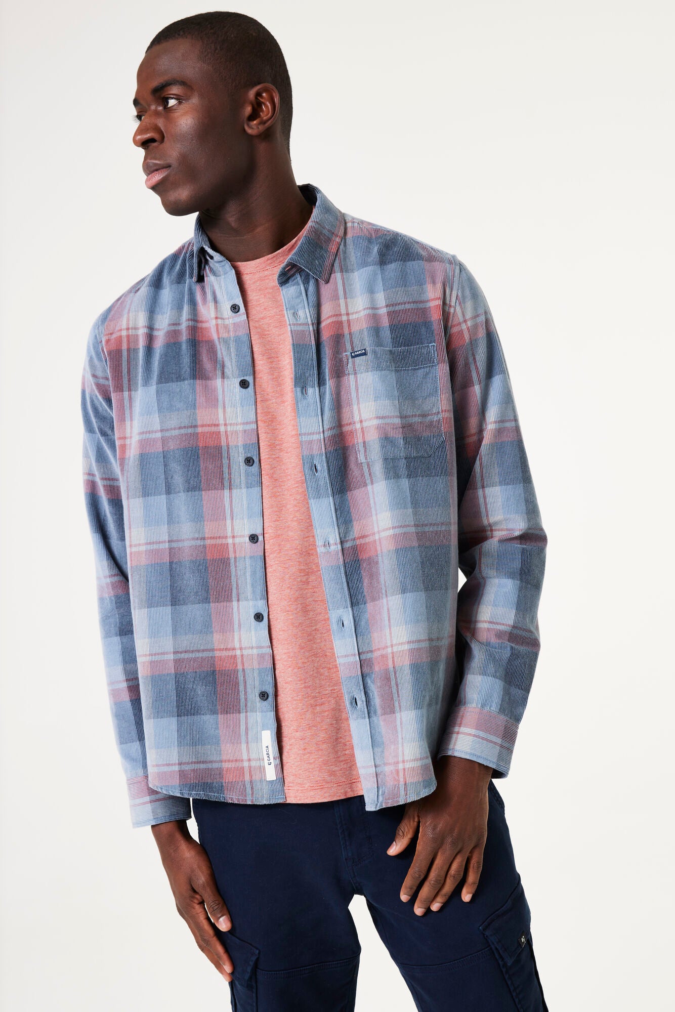 Garcia - Checkered Cord LS Shirt - Steel