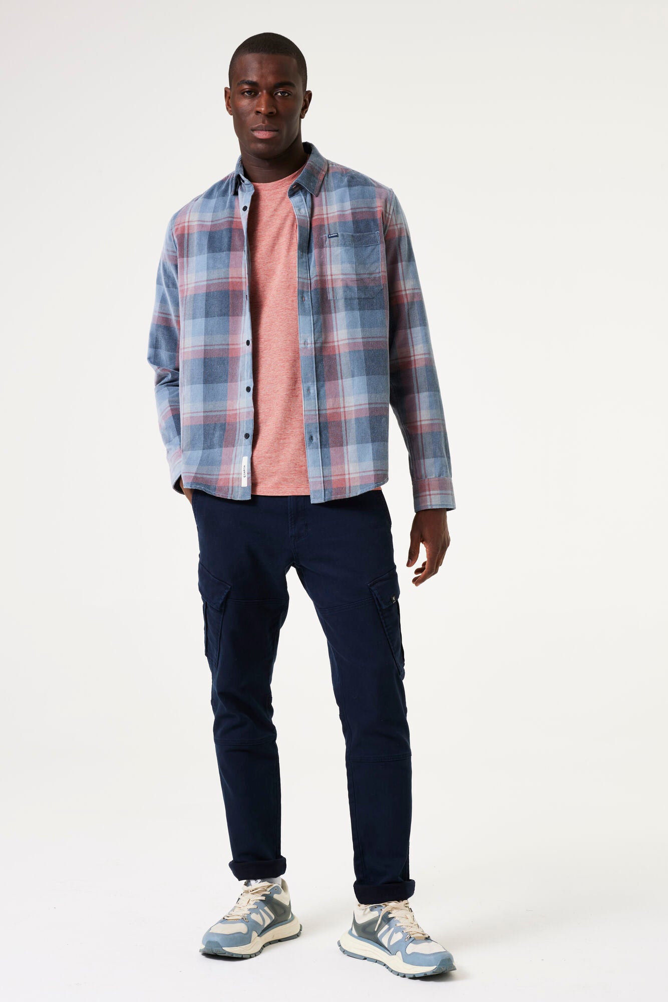 Garcia - Checkered Cord LS Shirt - Steel