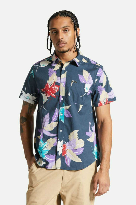 Brixton - Charter Print SS Shirt - Washed Navy Passion