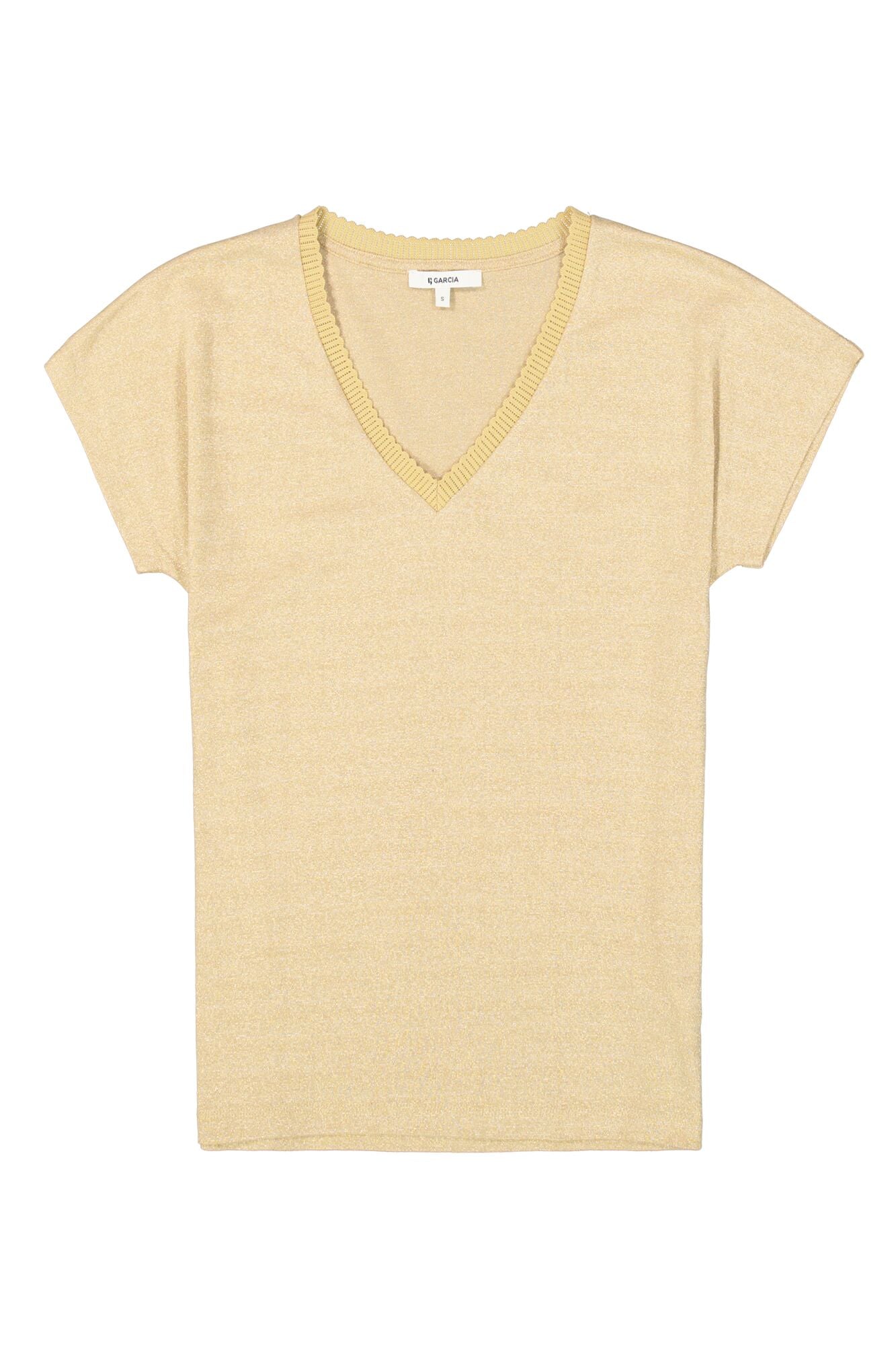 Garcia - Glitter V-Neck SS Tee - Iced Coffee