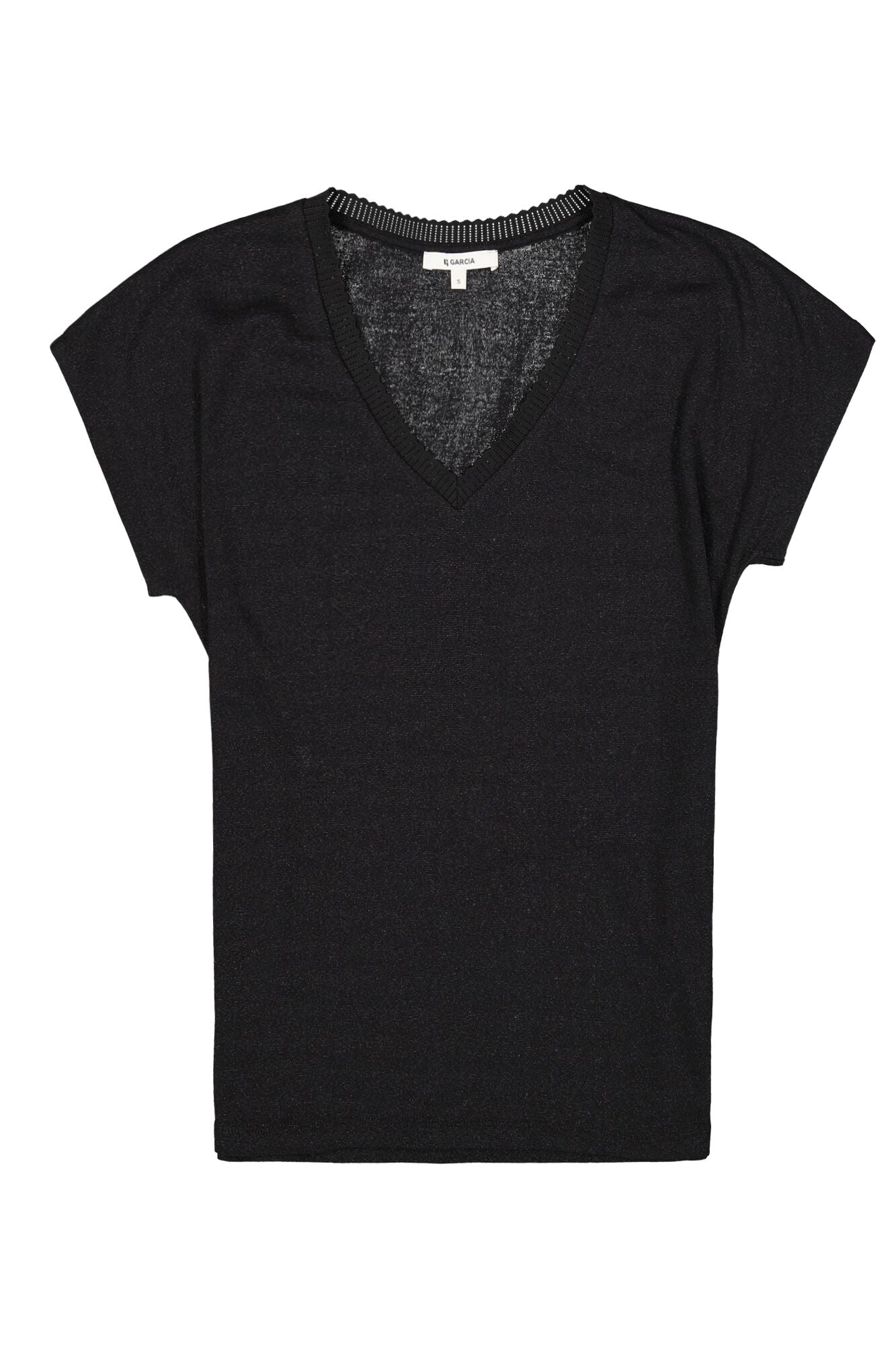 Garcia - Glitter V-Neck SS Tee - Black