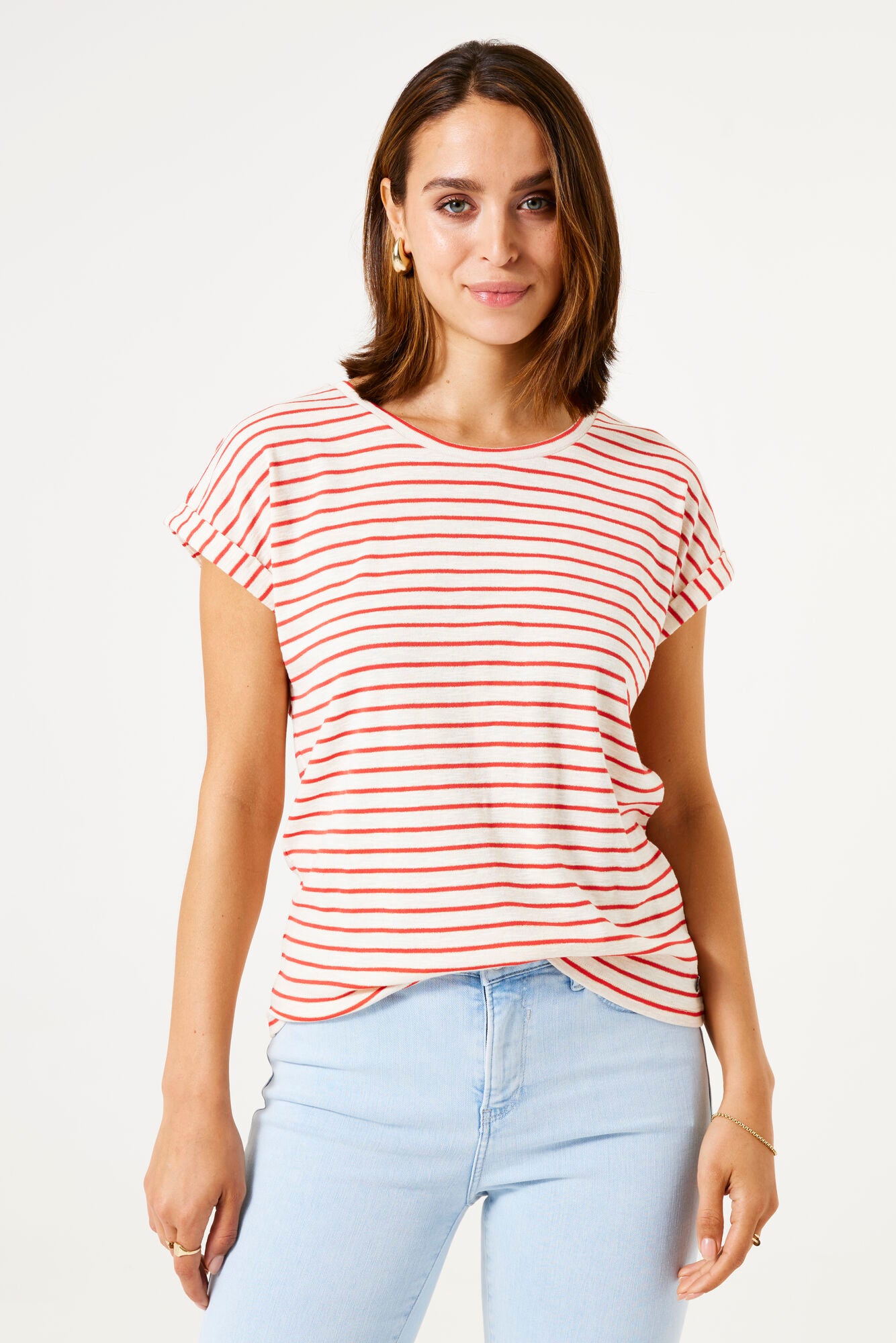 Garcia - Striped Tee - Ruby Red