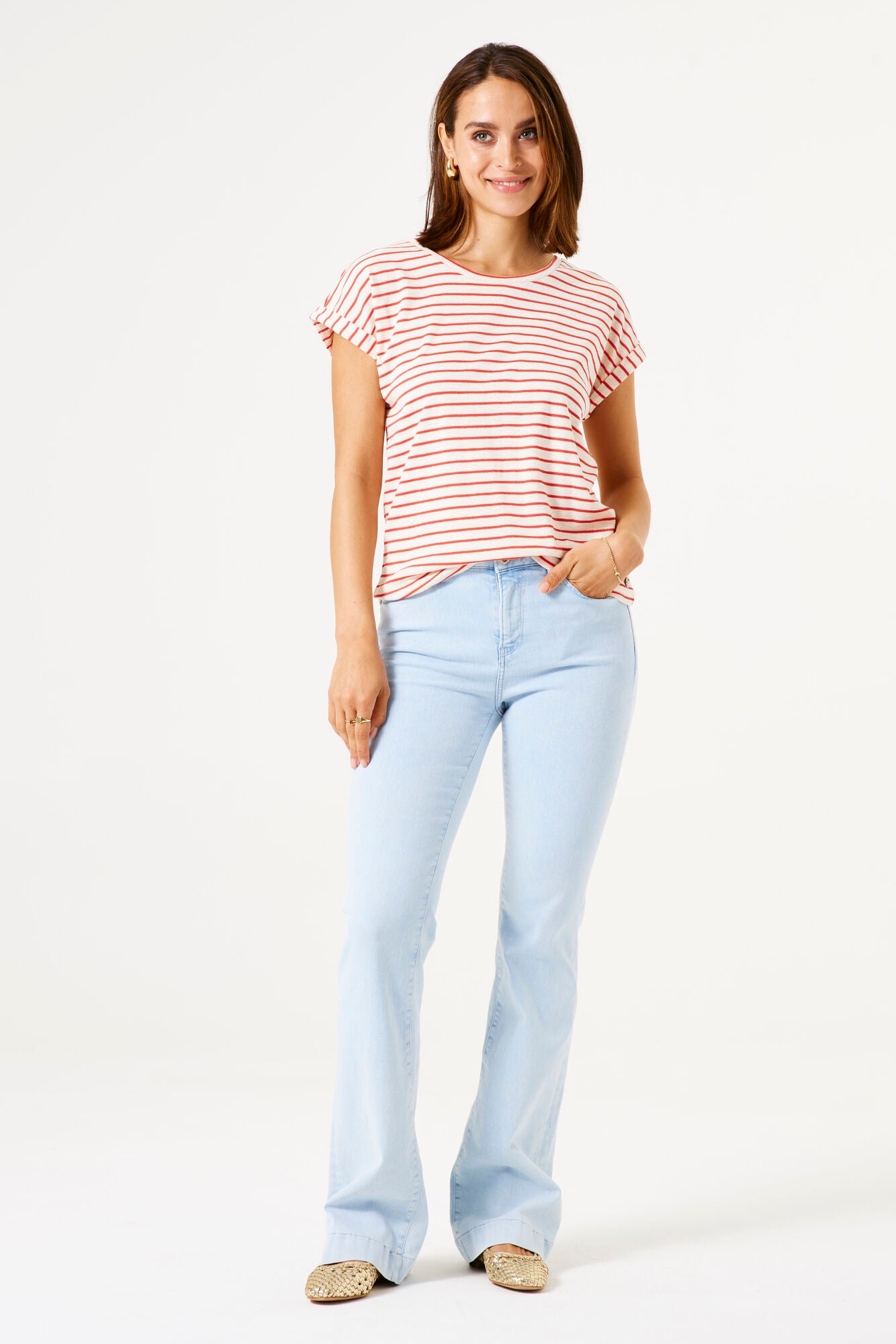 Garcia - Striped Tee - Ruby Red