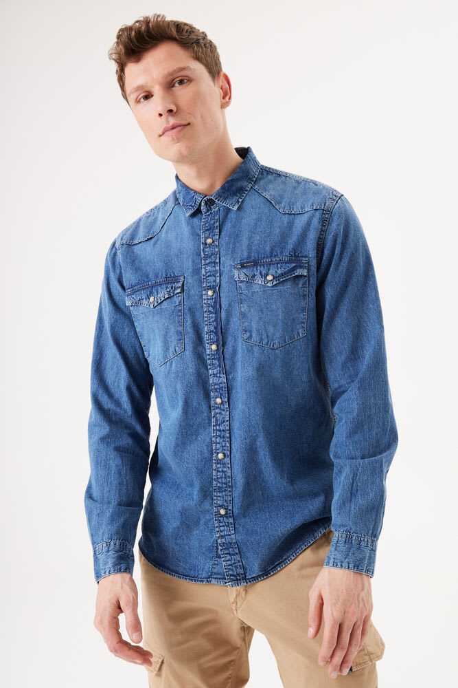 Garcia - Western Denim LS Shirt - Medium Used Blue