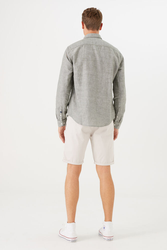 Garcia - Linen Blend LS Shirt - Sage Green