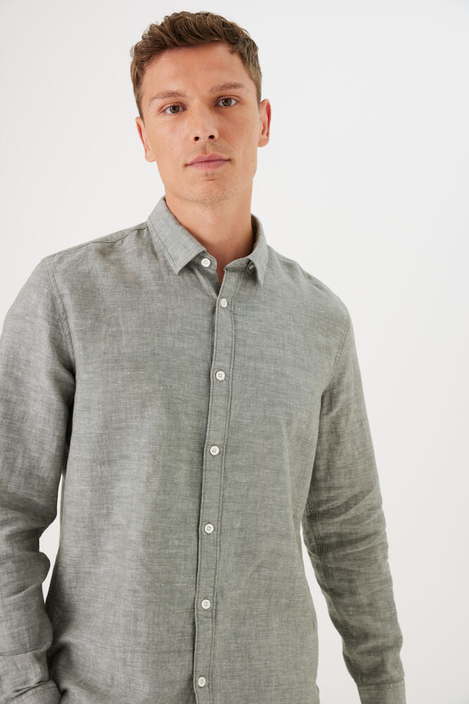 Garcia - Linen Blend LS Shirt - Sage Green