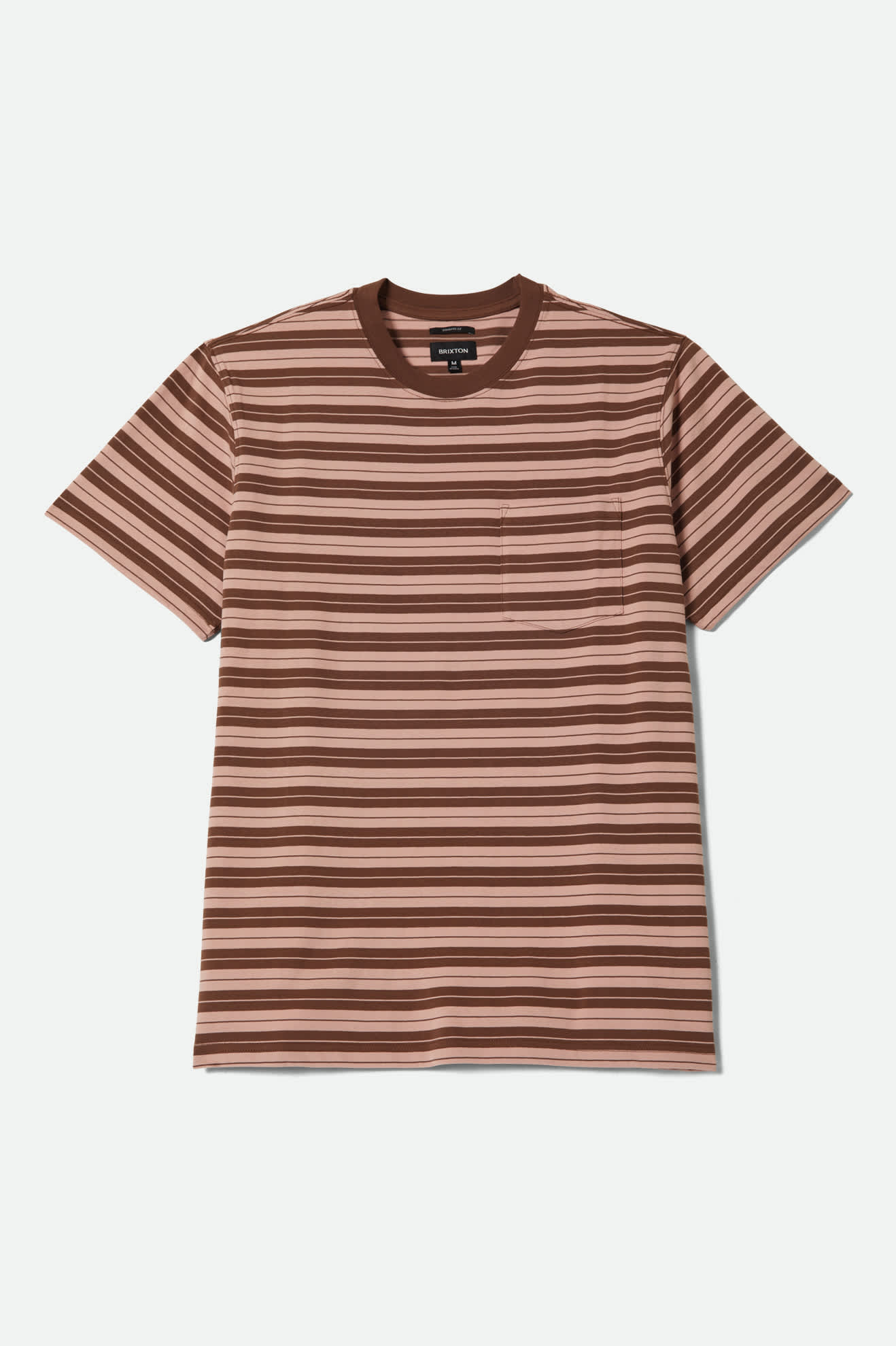 Brixton - Nova Stripe Pocket Tee - Pinecone Brown/Silver Pink Worn