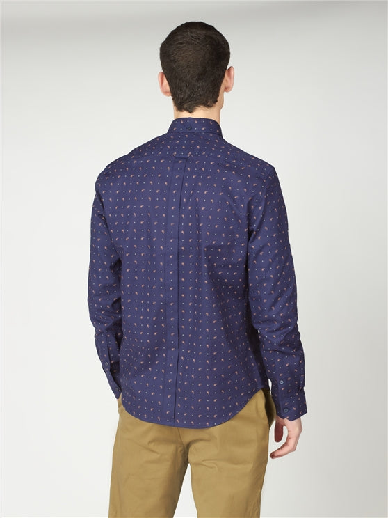 Ben Sherman - LS Mini Paisley Print Shirt - Marine