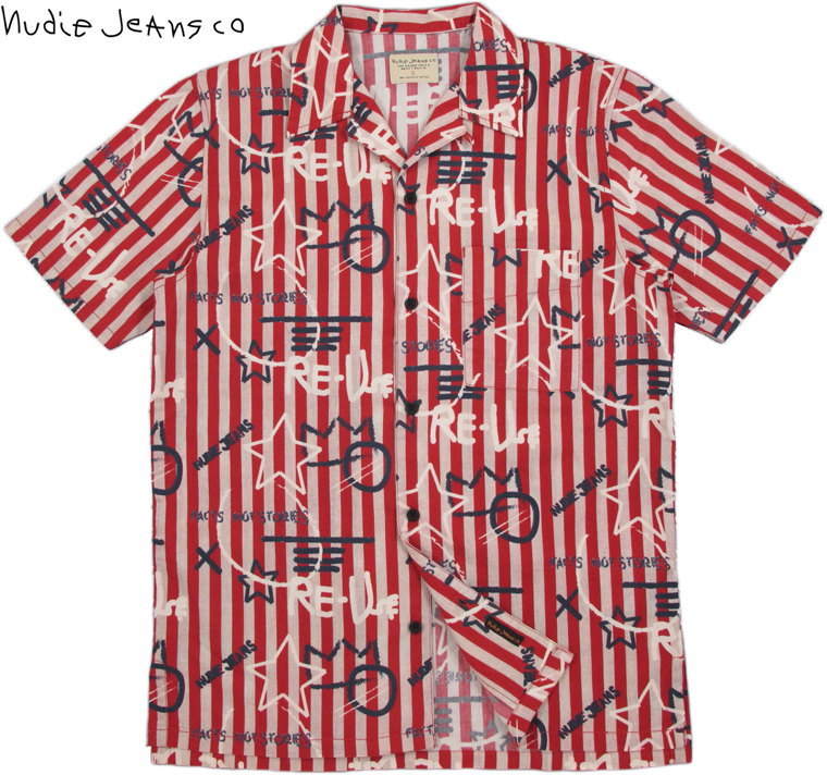 Nudie - Brandon Graffiti Stripe SS Shirt - Ketchup