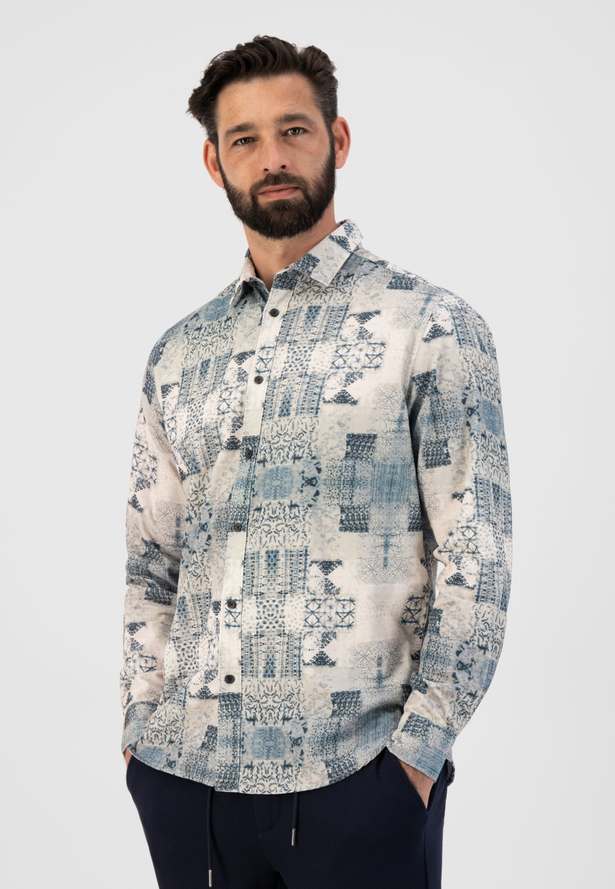 Dstrezzed - Batik Print Babycord Shirt - Offwhite