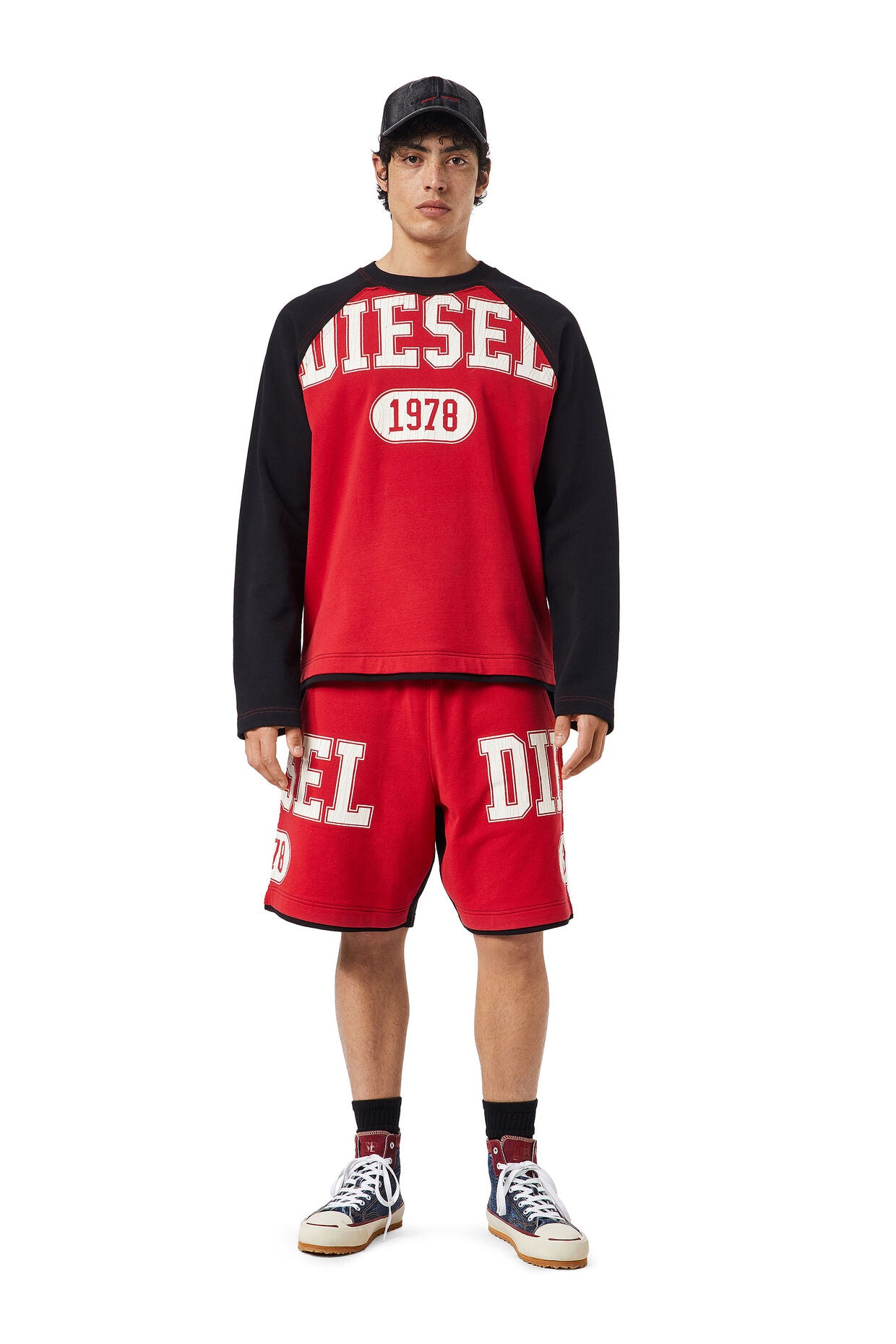 Diesel - S-Raglan Sweatshirt - Red/Black