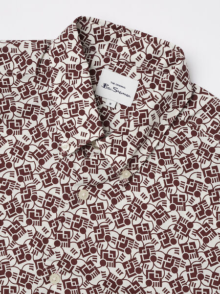 Ben Sherman - Retro Print SS Shirt - Claret