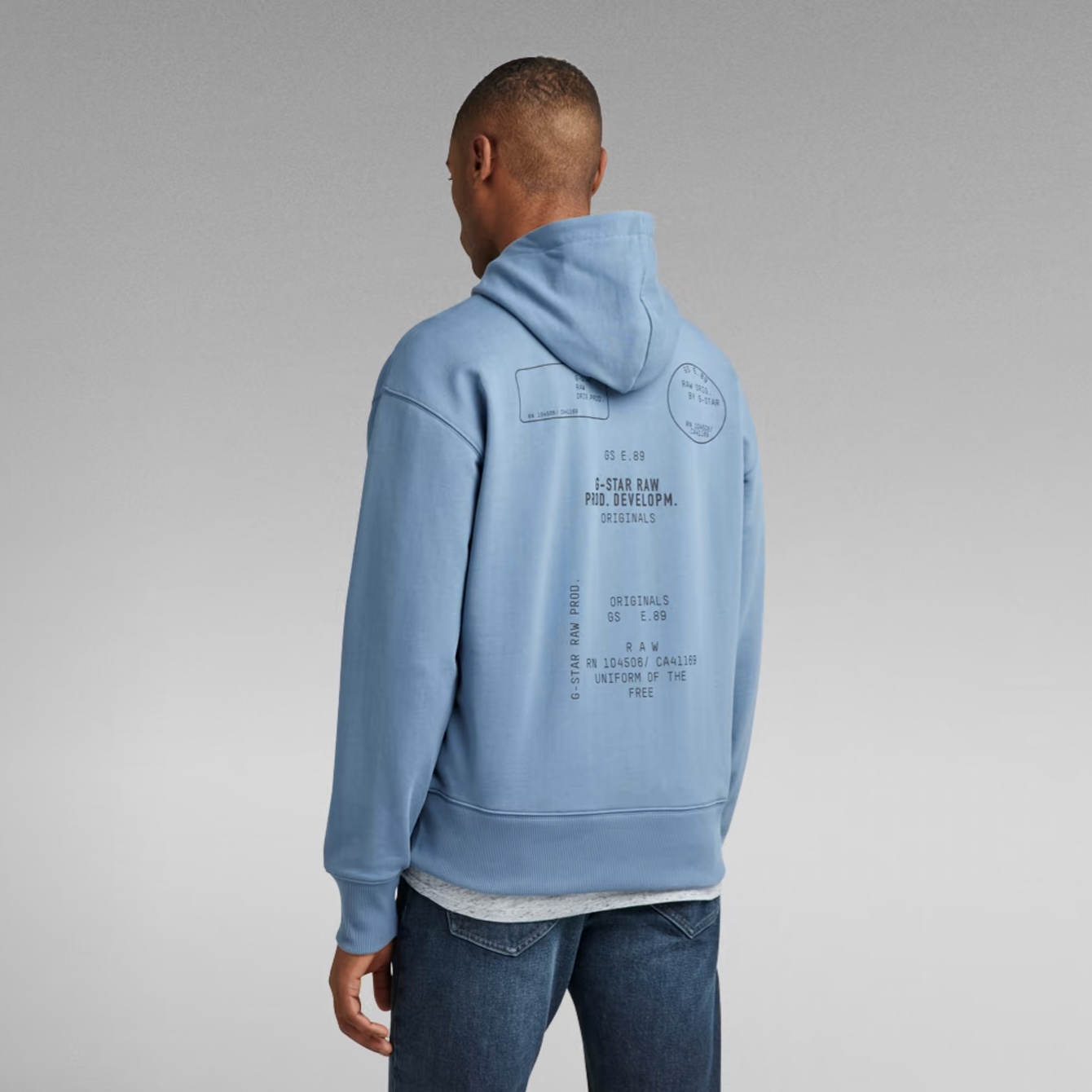 G-Star Raw - Back Graphic Loose Hooded Sweater - Azul