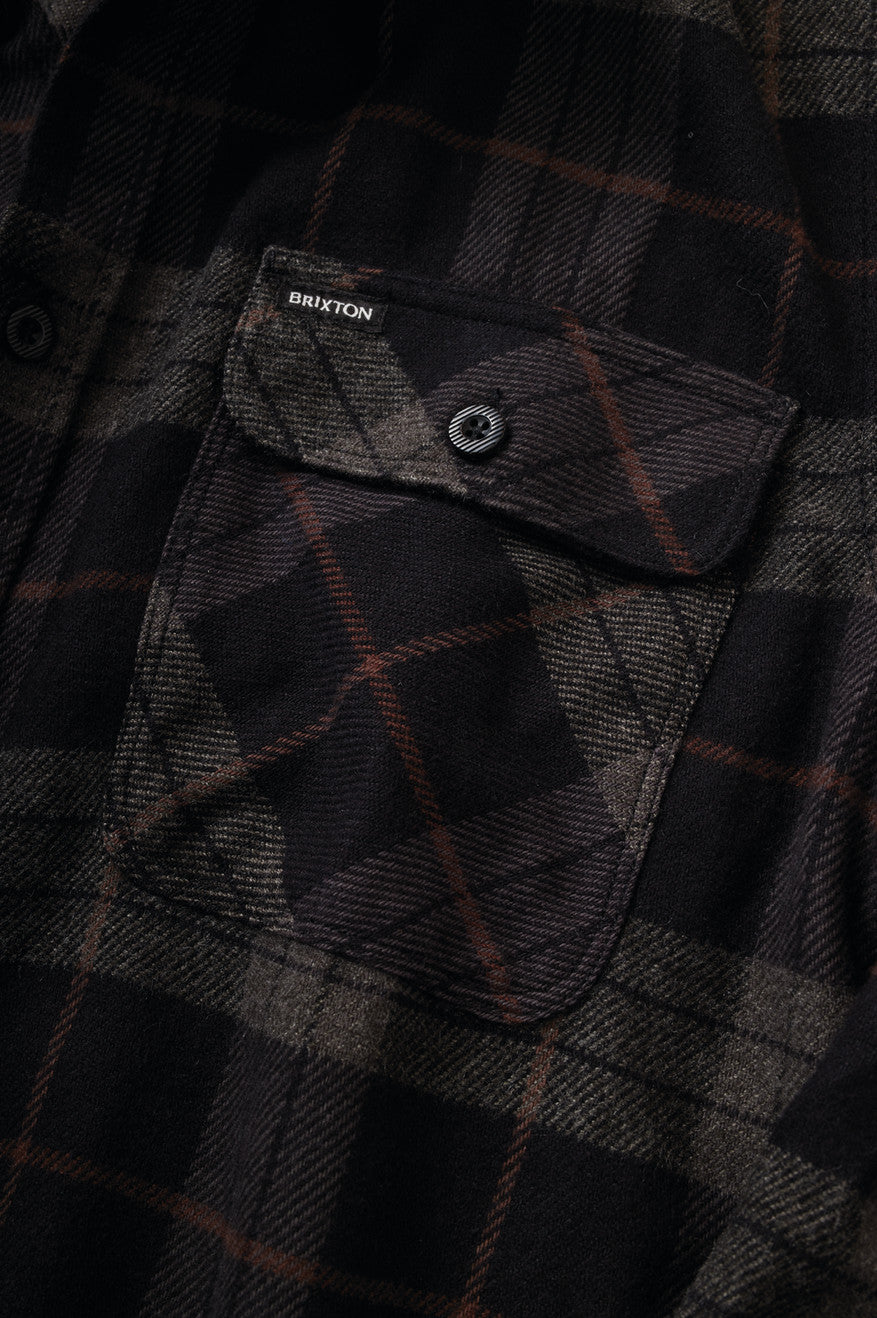 Brixton - Bowery LS Flannel Shirt - Black/Charcoal