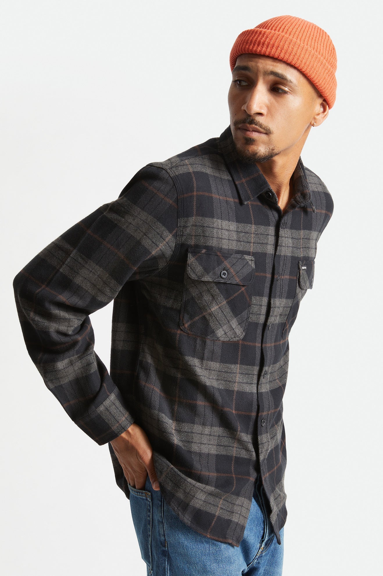 Brixton - Bowery LS Flannel Shirt - Black/Charcoal
