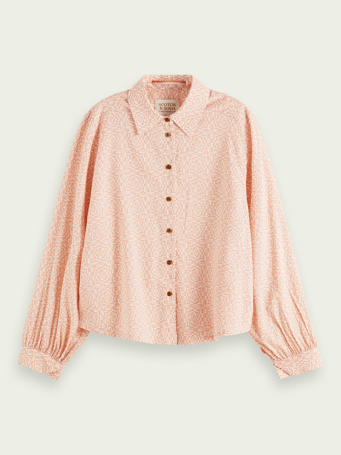 Maison Scotch - Printed Organic Cotton Shirt - Coral