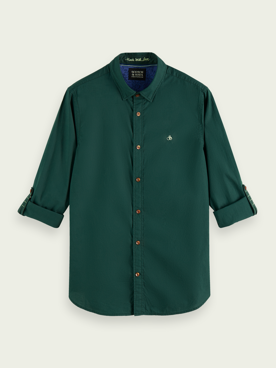 Scotch & Soda - Slim Fit Contrast Trim Poplin Shirt - Preppy Green