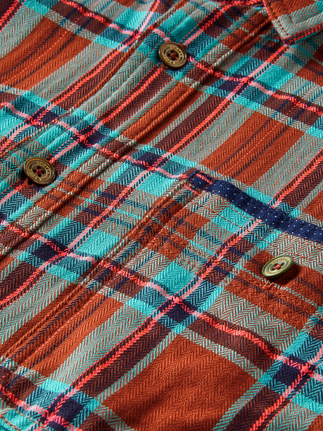 Scotch & Soda - Regular Fit Check Flannel Shirt - Red/Teal