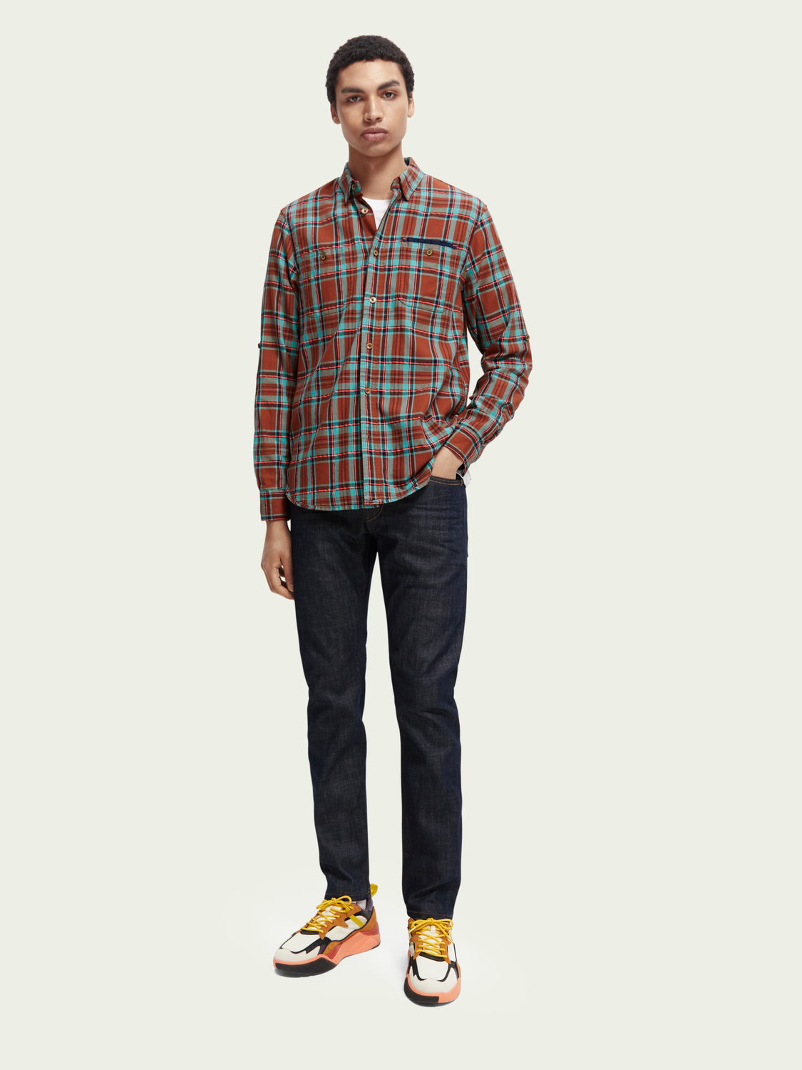 Scotch & Soda - Regular Fit Check Flannel Shirt - Red/Teal
